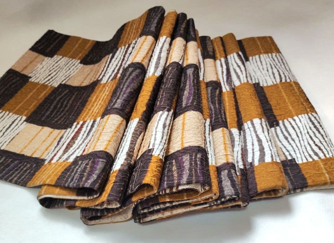 両面全通柄袋帯 市松 リバーシブル