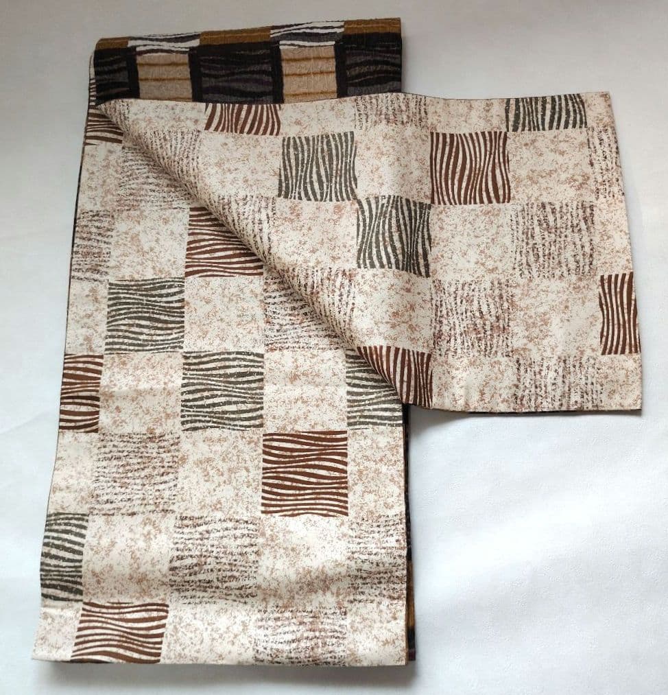 両面全通柄袋帯 市松 リバーシブル