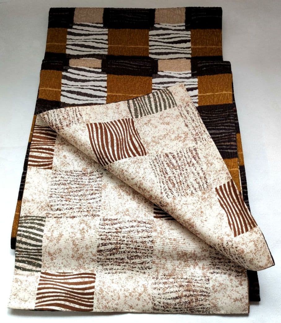 両面全通柄袋帯 市松 リバーシブル