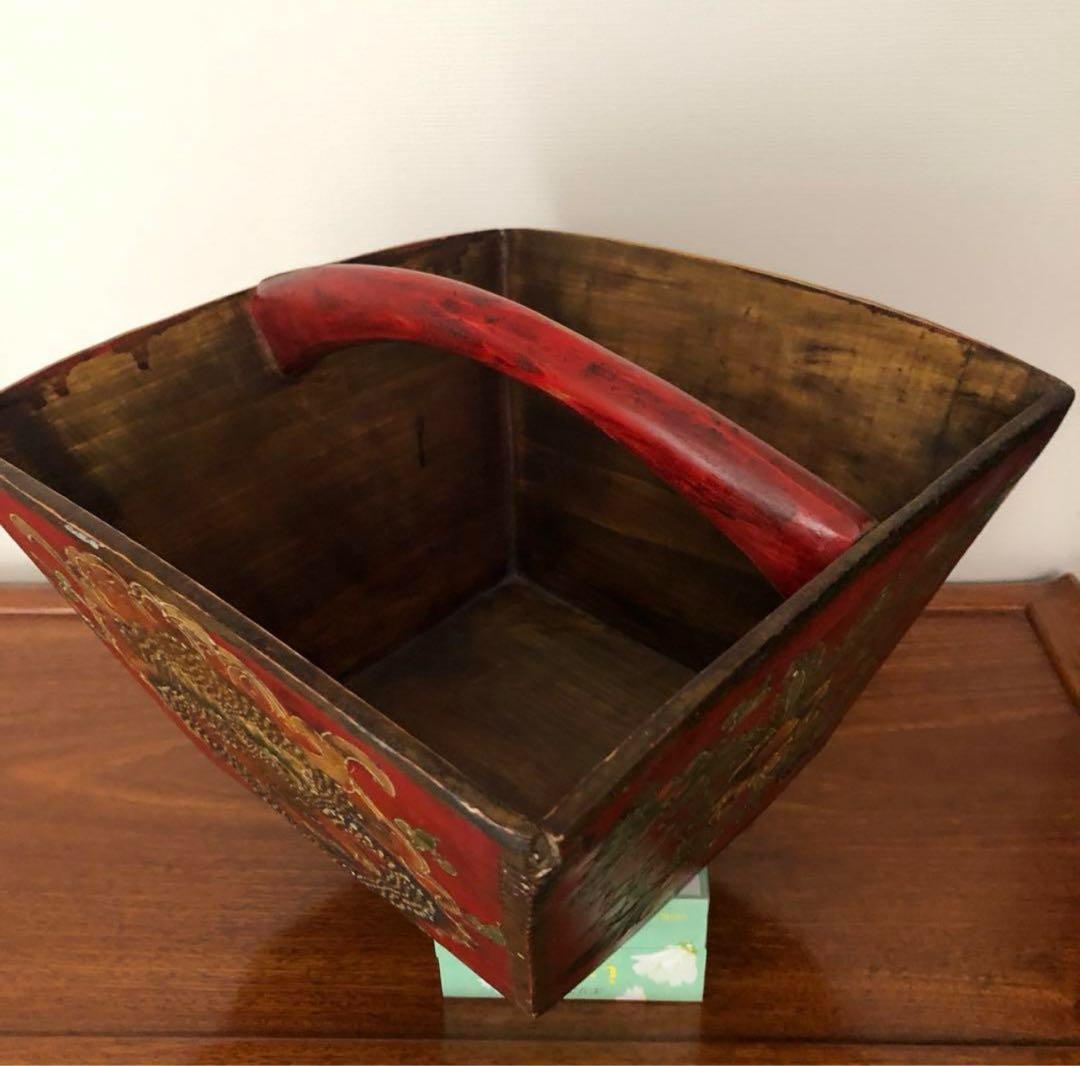 清代 木製龍紋斗