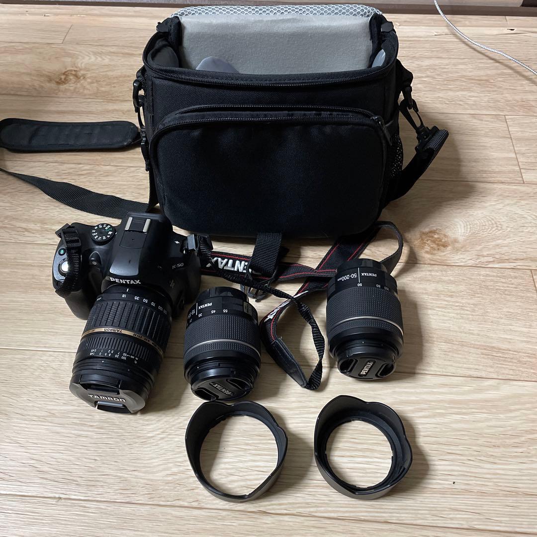 PENTAX K−50 K-50 BLACK レンズ3点セット　カメラケース付