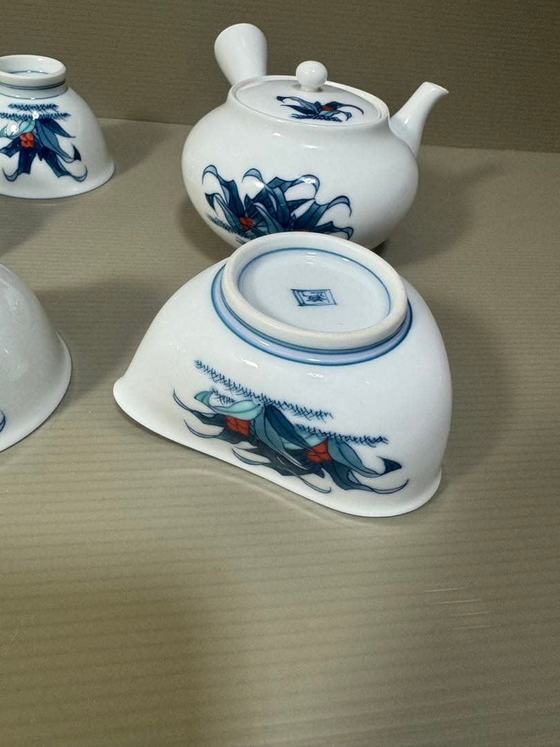 2275 有田焼　畑萬陶苑　茶器セット　急須1客　湯冷し1客　湯呑5客