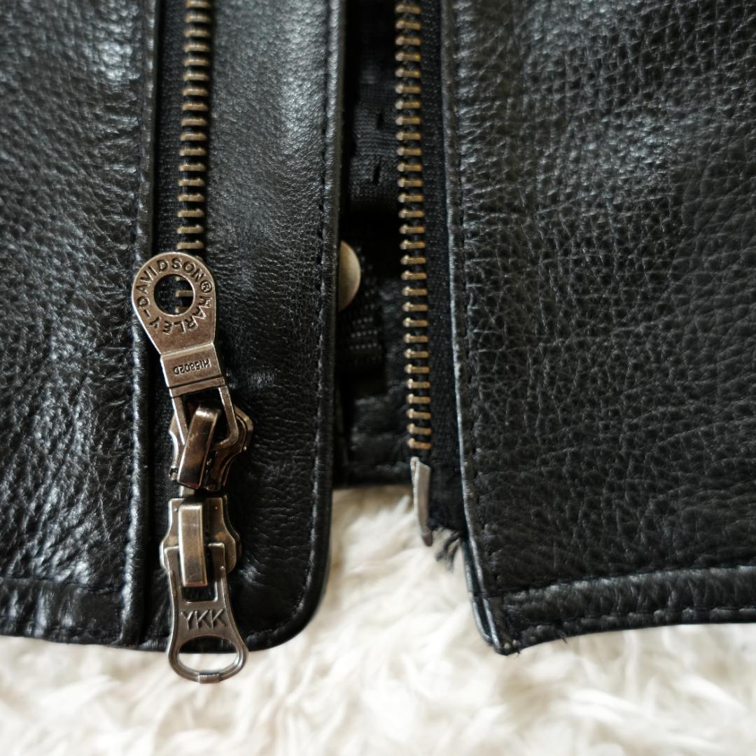 【美品】ハーレーダビッドソン　ビッグロゴ刺繍レザージャケット　XL