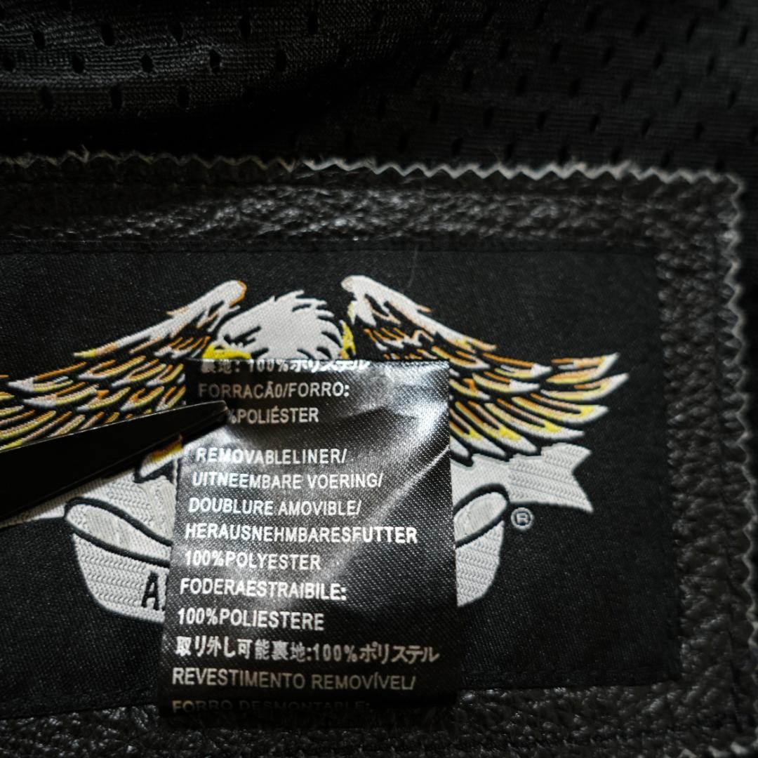 【美品】ハーレーダビッドソン　ビッグロゴ刺繍レザージャケット　XL