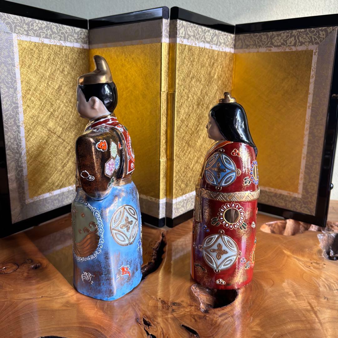 九谷焼　立雛　屏風付き　雛人形　お雛様