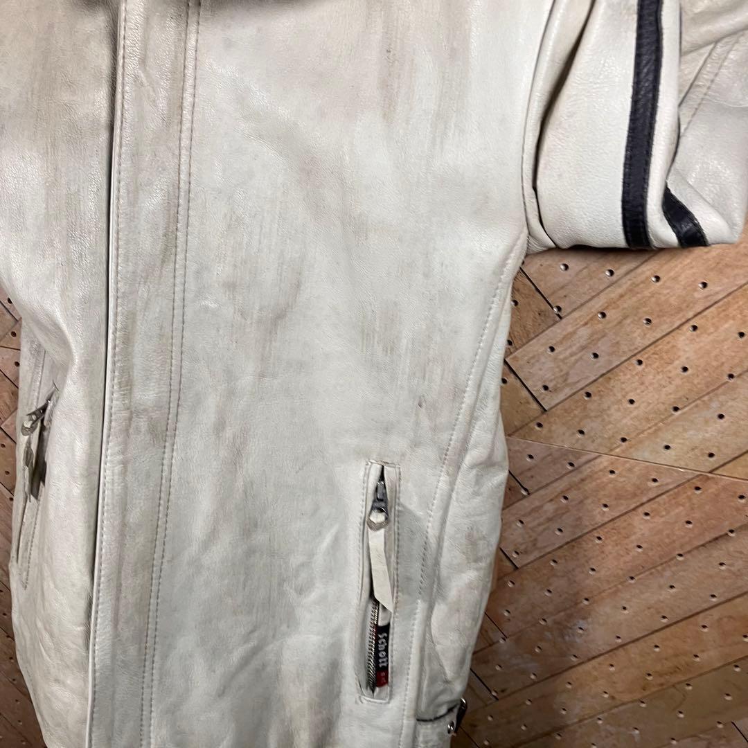 Schott ショット シングルライダース M 牛革 黒ライン 気合いの本格派！