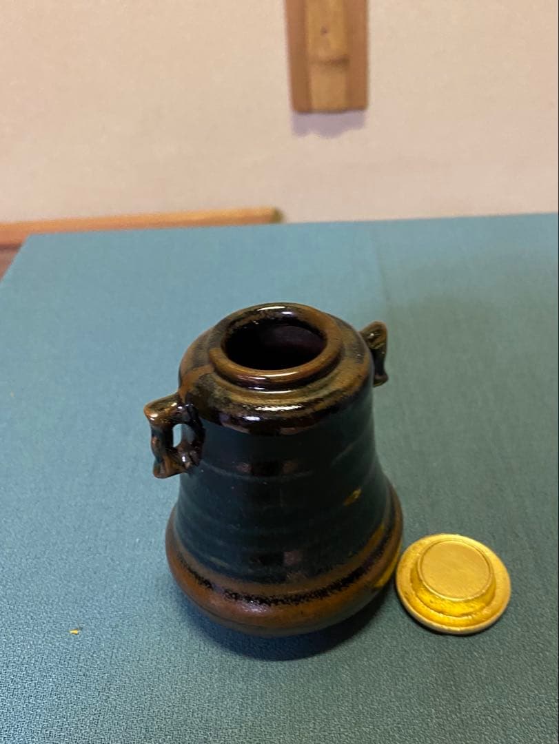 ⭐️本日限定⭐️茶道具/写耳付茶入 山口錠鉄 西陣織 共箱