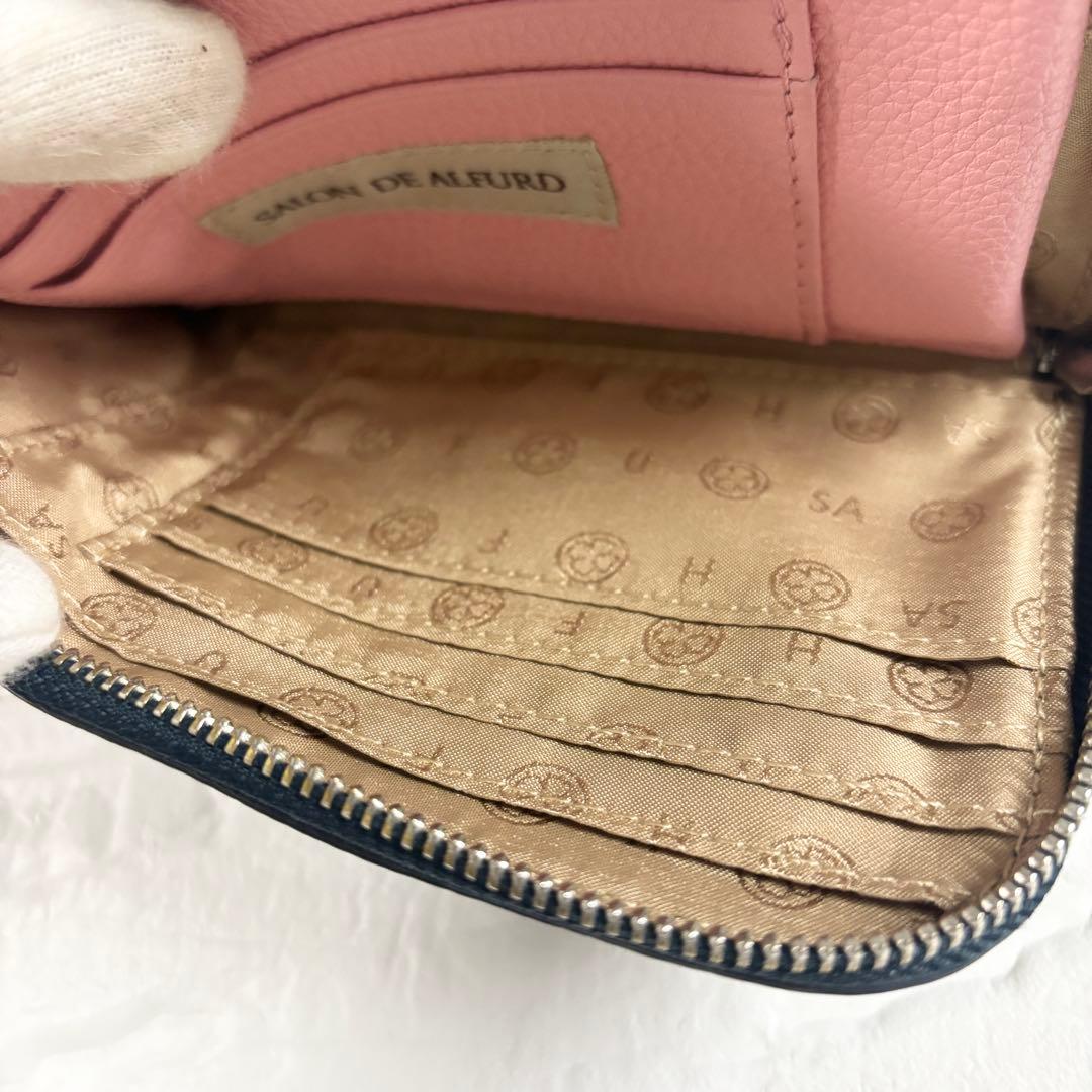 サロンドアルファード　ルクーチェ L字ファスナー ミニ財布　ネイビー