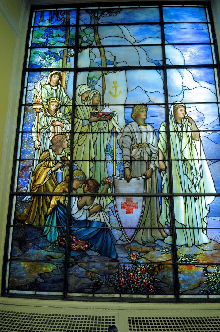 新品ルイスCティファニー ステンドグラス赤十字Red Crossグラスマスターズ