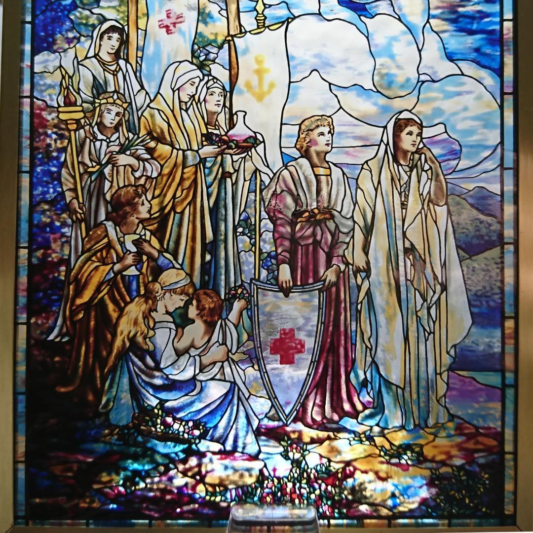 新品ルイスCティファニー ステンドグラス赤十字Red Crossグラスマスターズ