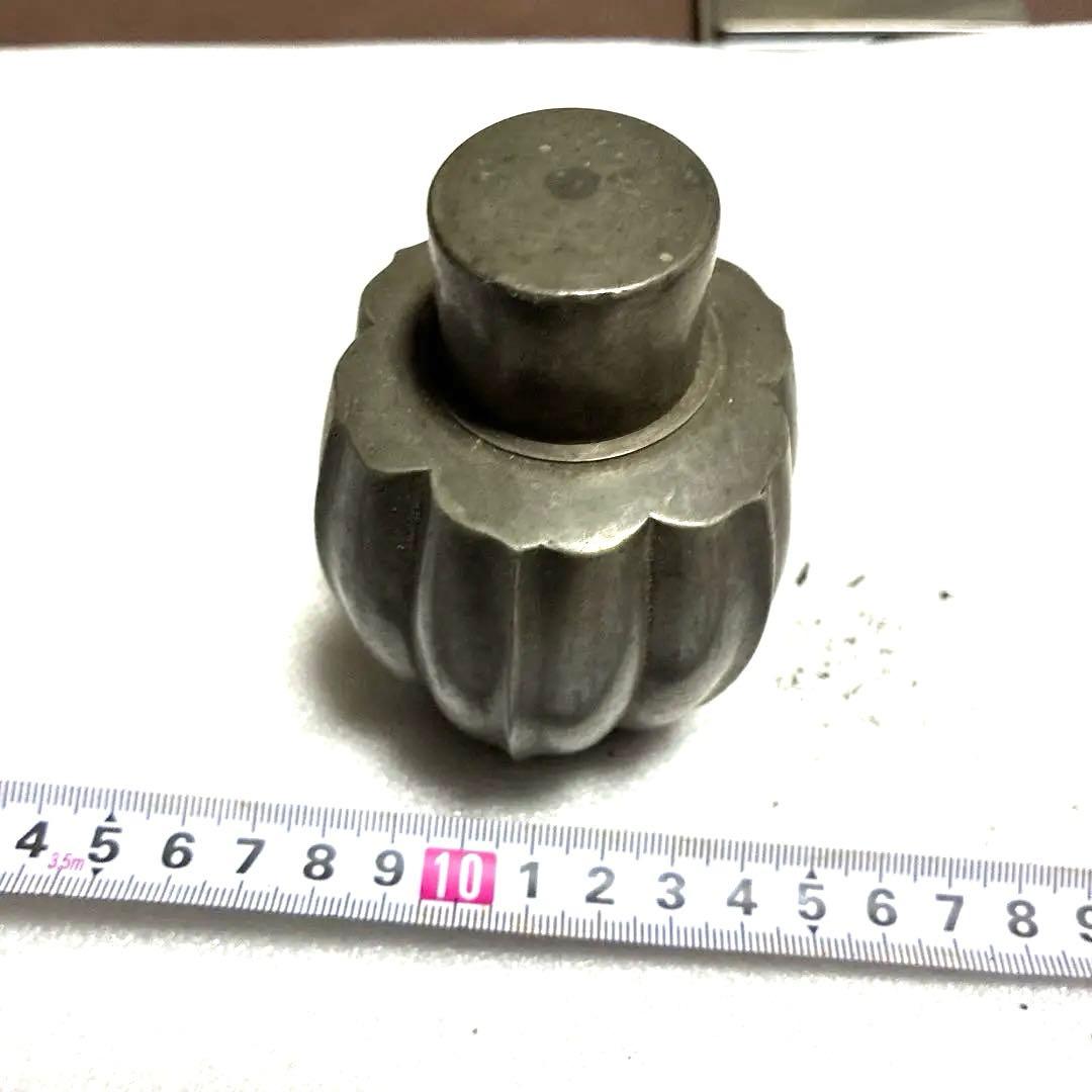 古錫 茶葉罐 乾茂自造 「錫製光面無紋茶心壺」 茶筒 茶入 茶純錫 金工 茶器
