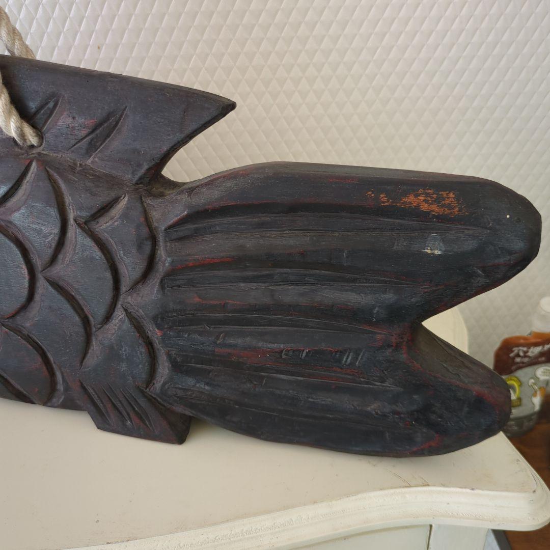 骨董 魚型 木魚 魚鼓 魚板 木彫 茶道具 漆器ディスプレイ 木製 木彫