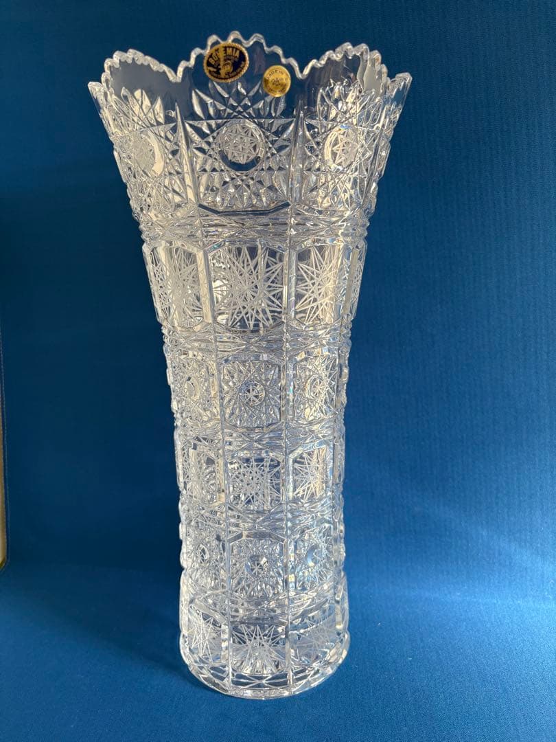 ボヘミア製 鉛クリスタル フラワーベース