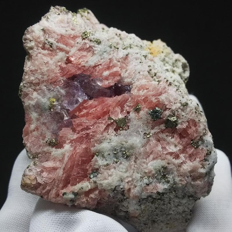 442 ロードクロサイト＆フローライト＆パイライト 標本 原石