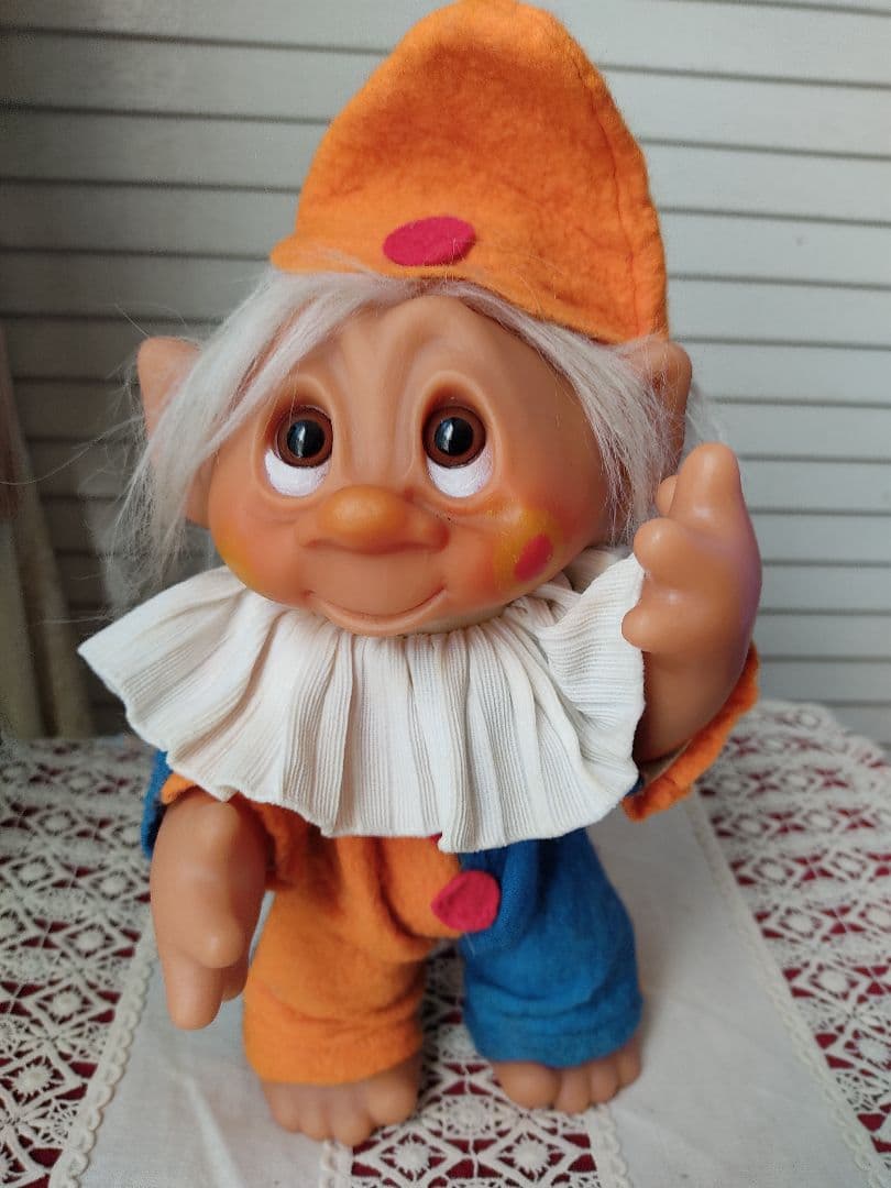 デンマーク　トロール人形　昭和レトロ　 妖精  ぬいぐるみ　小人　ピエロ　　北欧