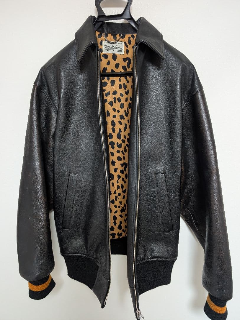 （り）WACKO MARIA Leather Varsity Jacket