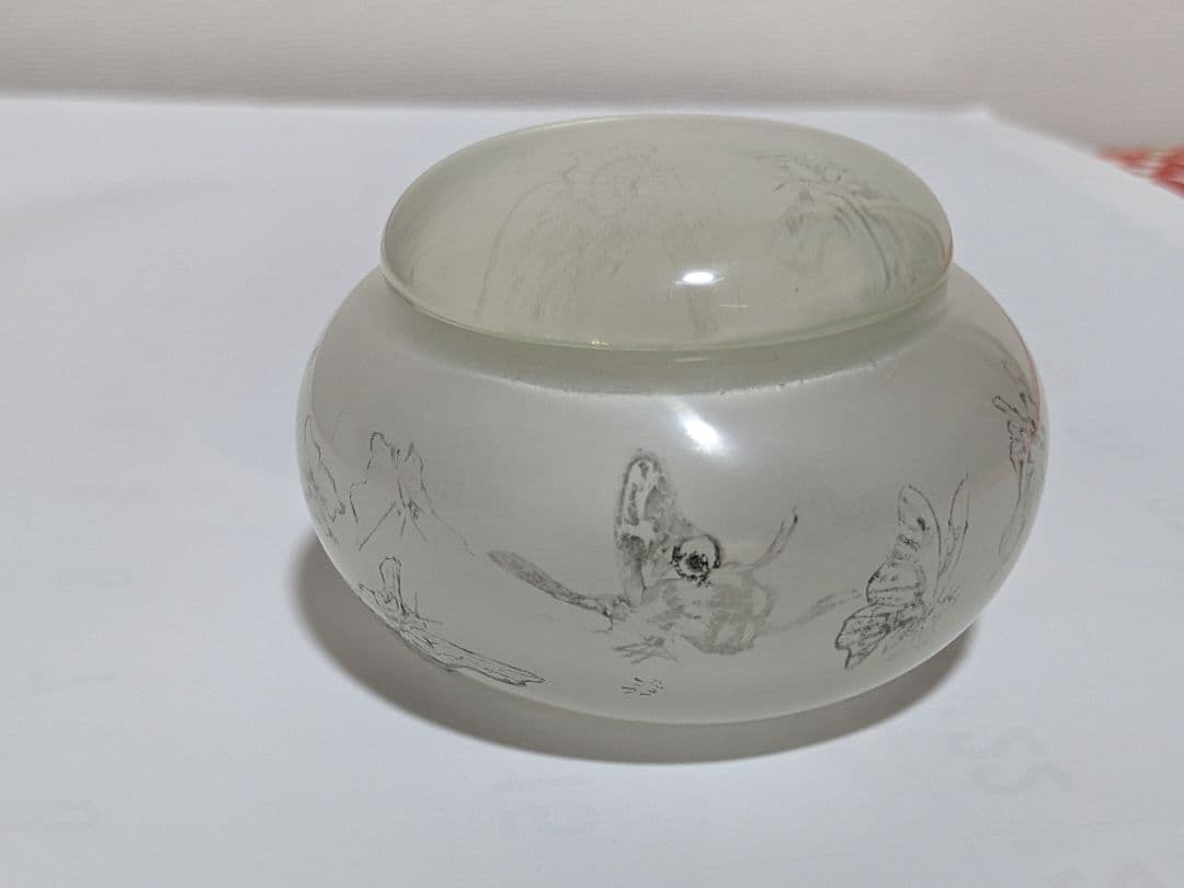 ♦中国 古玩 群蝶図 ガラス絵 化粧入 蓋付き瓶 壺 化粧道具 鼻煙壺 骨董品