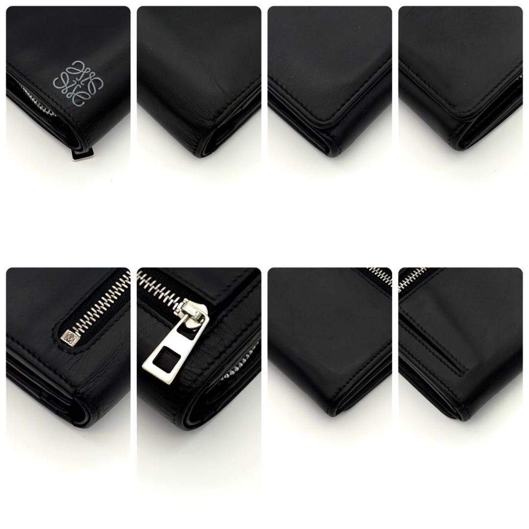 ロエベ 折財布 アナグラム ミディアム ウォレット 黒 ブラック 2322