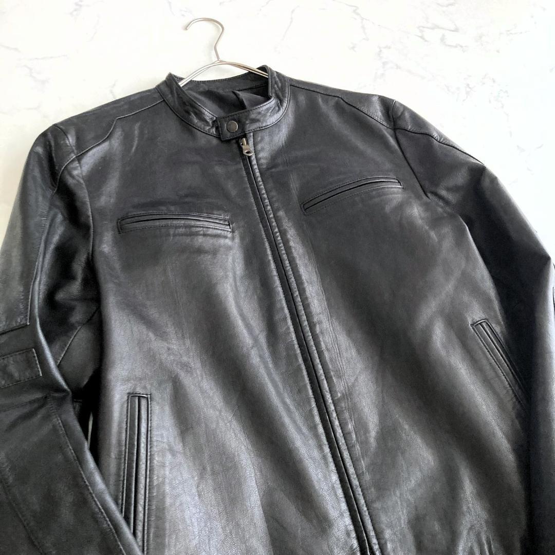 【極美品】コムサデモードメン　レザーライダースジャケット パッチワーク