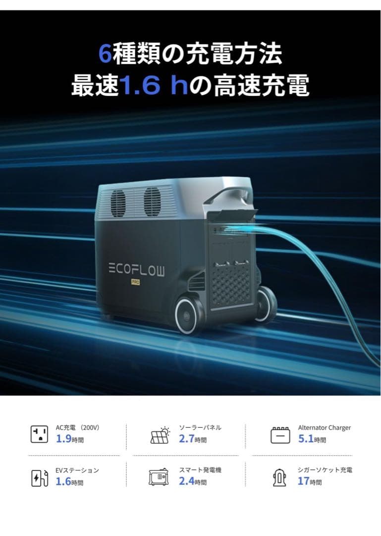 EcoFlow DELTA Pro ポータブル電源 3,600Wh