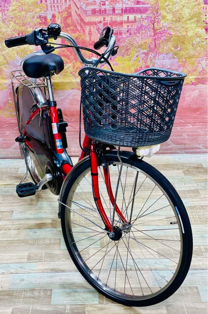 K2919 電動自転車パナソニック ママチャリ 24インチ レッド 送料無料