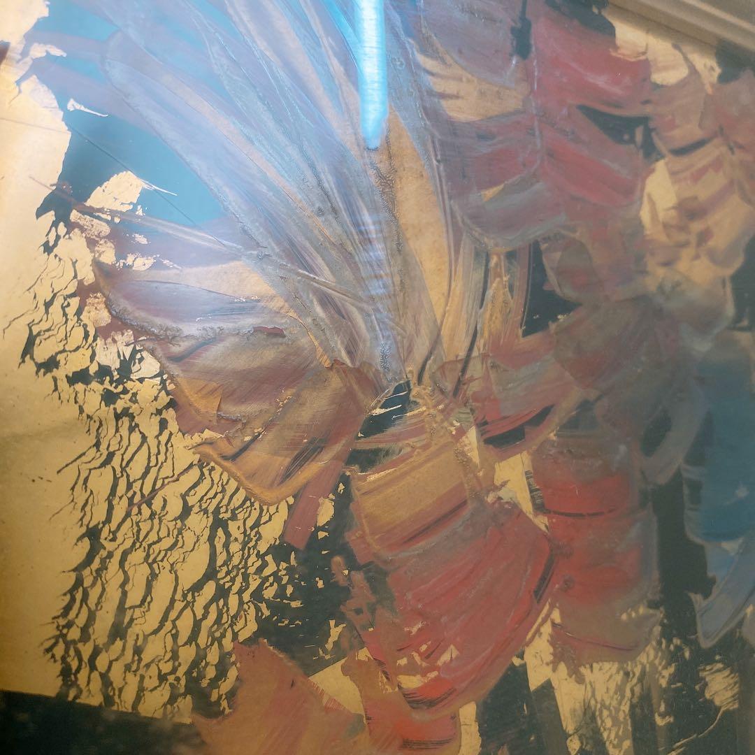 c*c様 輪島塗 角偉三郎 漆絵沈金『花』額装 工芸品 額付絵画 アート インテ