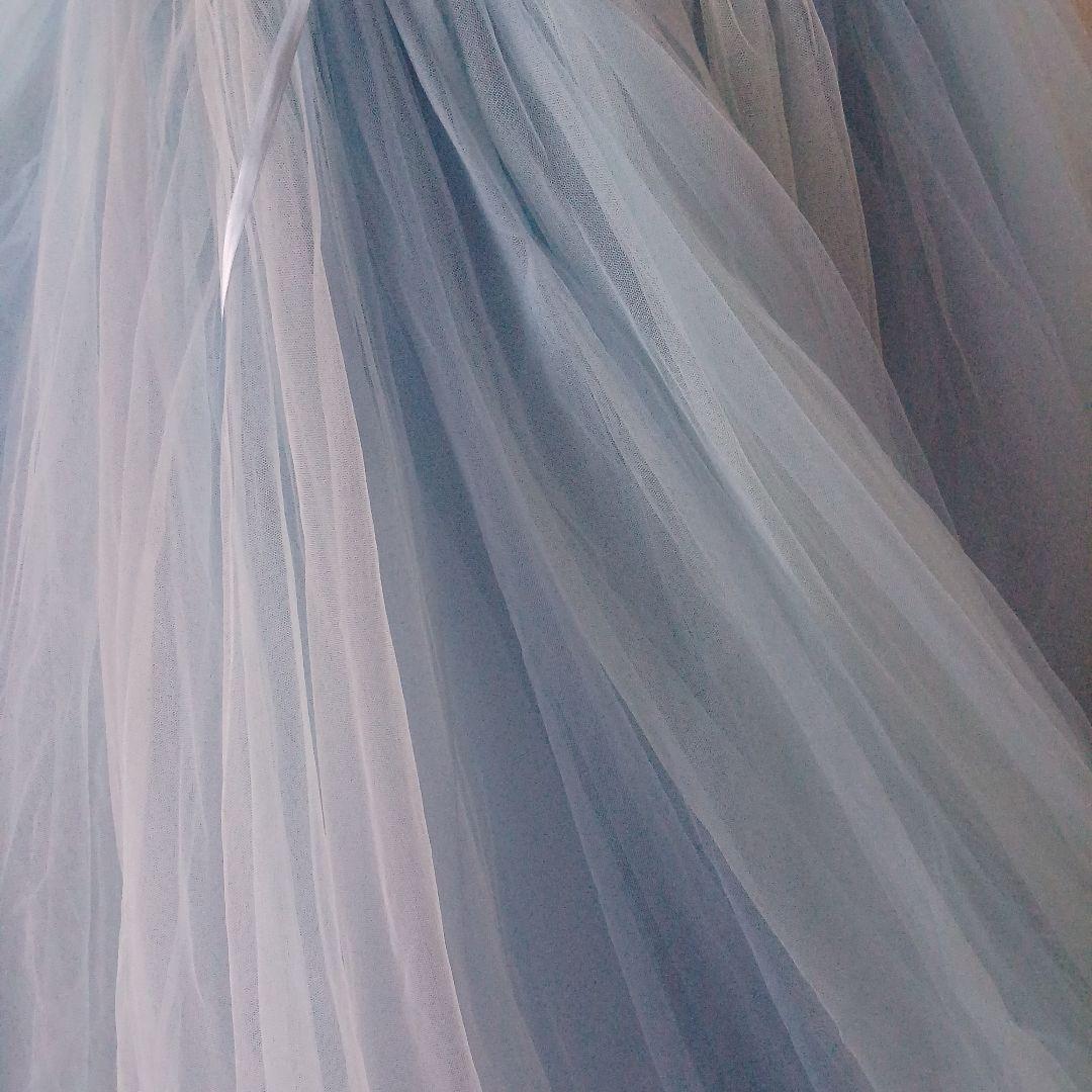 水色 カラードレス 編み上げ 7〜11号 ボリュームチュール 前撮り 二次会