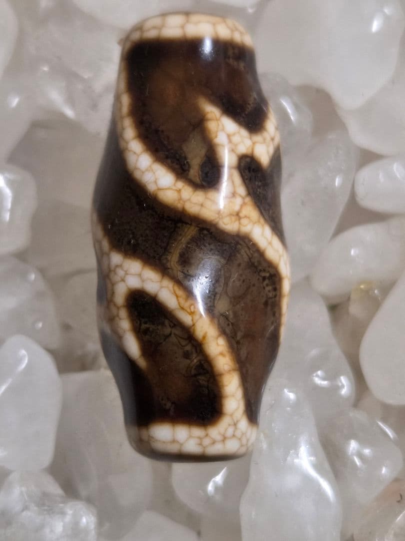 043　天珠４点セット！線珠　蓮花　黄龍眼　日月星　dzibeads！