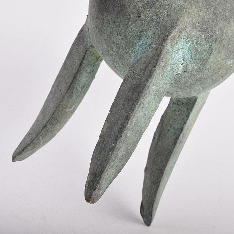 中国　古銅青銅　饕餮文爵　V　R8942