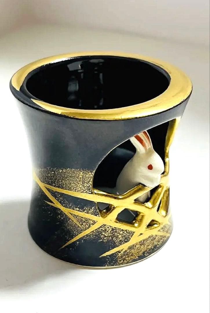 値下げ　新品未使用　茶道具　蓋置　月に兎　今岡三四郎作　共箱つき