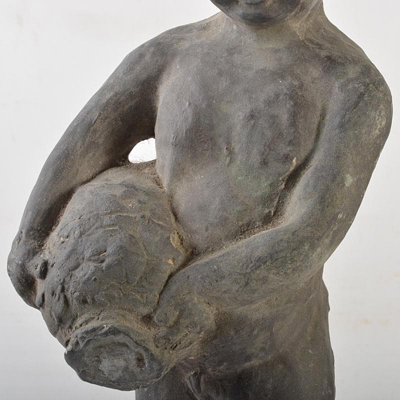 ブロンズ像　少年像　人物像　置物　高さ約43cm　重さ約3kg　M　R7251