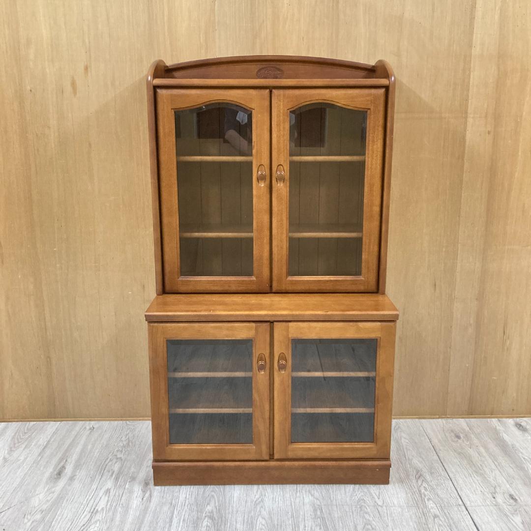 【カリモク】ガラスキャビネット　食器棚　書棚　本棚　飾り棚