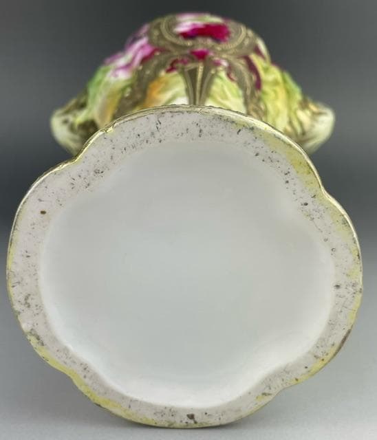 【大型】オールドニッポン 約30㎝ 芥子紋花瓶 アールヌーボー 金盛り ポピー