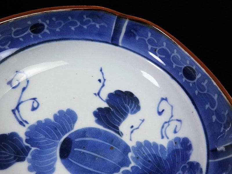 古伊万里　染付　墨弾き　瓜の図　膾皿　5客　C746AS-CEs