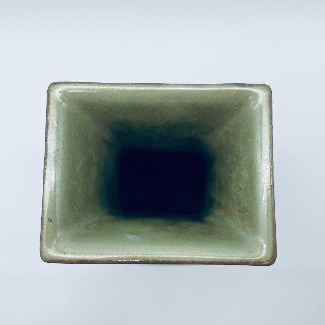 【大正】小森忍 緑釉雙耳瓶 匋雅堂製款 大連市 中国美術 中国古玩