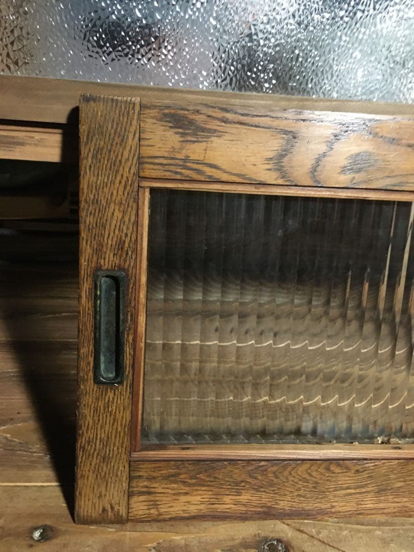 メルカリ便発送★モールガラス★木枠★古材★引き戸★昭和レトロ★ ブィンテージ★