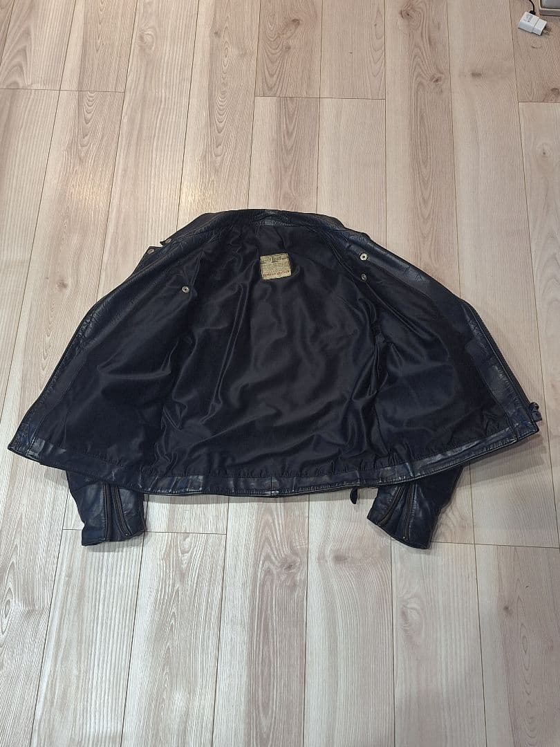 銀*花様 ルイスレザー ヨーロッパ ネイビー ダブル ビンテージ 70S ライダ