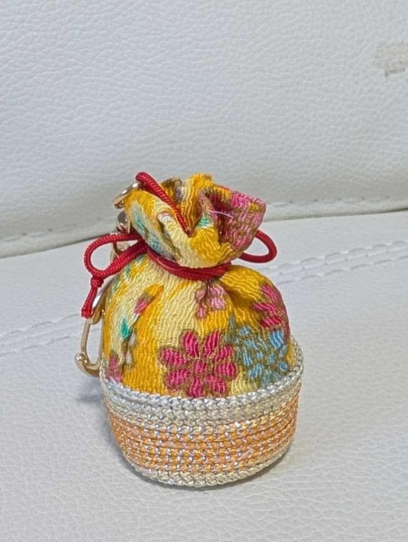 和柄巾着キーホルダー(パワーストーン入り)御守り