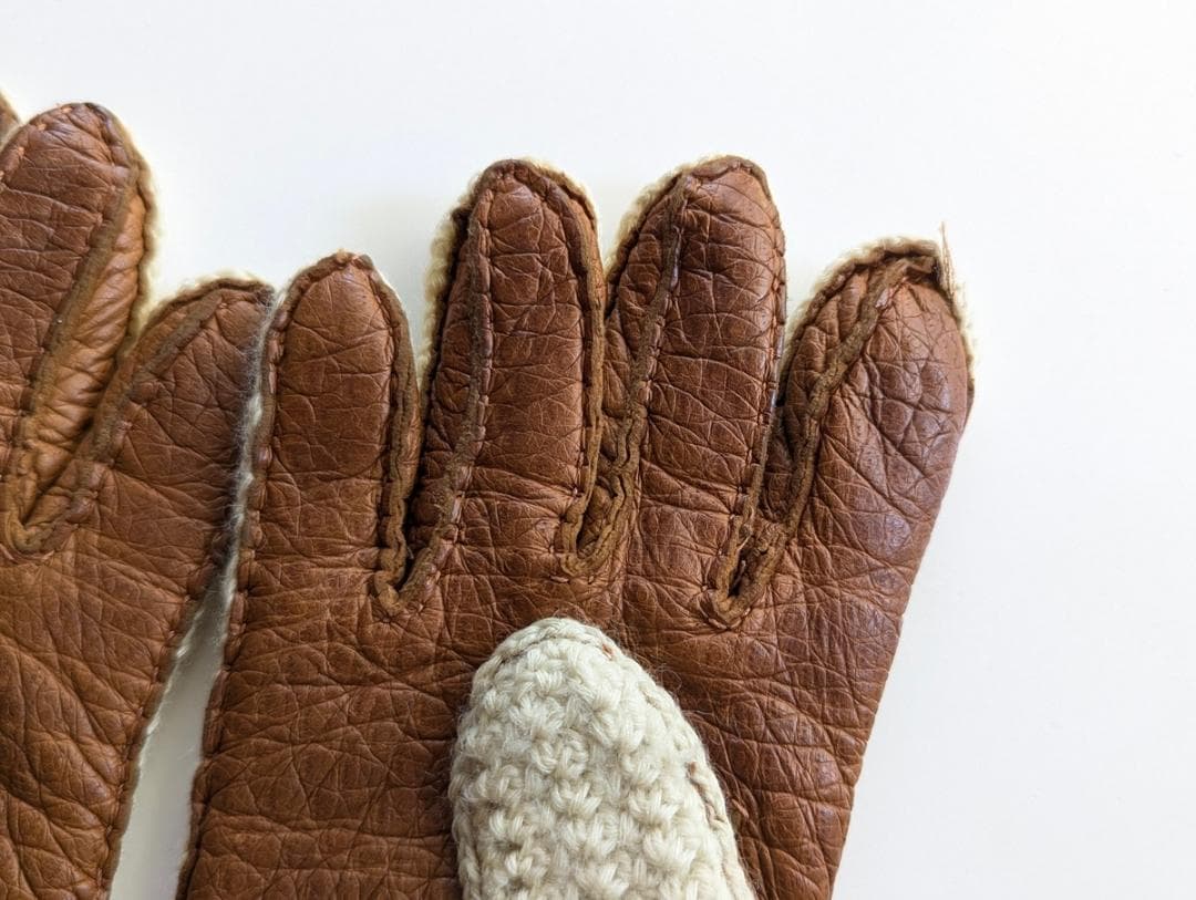 ペッカリーグローブ ヴィンテージ フランス製 ウール Mサイズ ベージュ