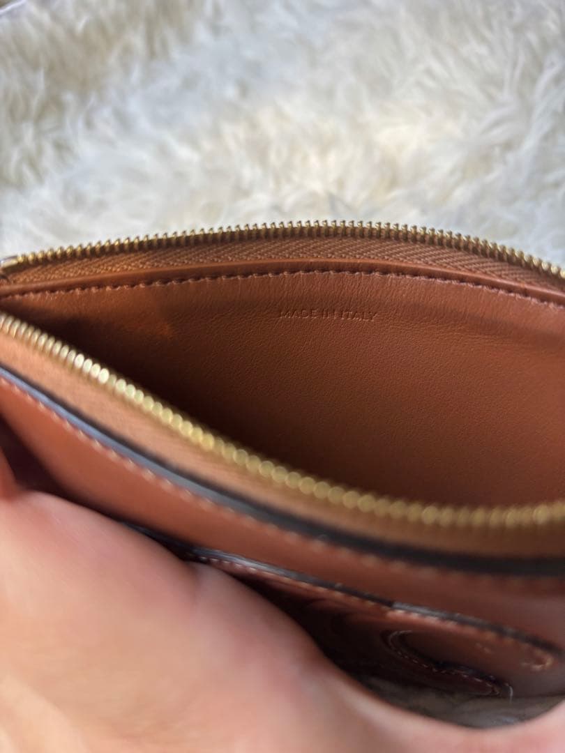 最終値下げ！セリーヌ　CELINE ブラウンレザー ケース ロゴ刺繍