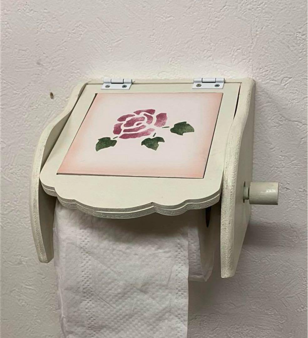 ぺこちゃん専用 マニーローズタイルのプチテーブルとドアプレート、ペーパーホルダー