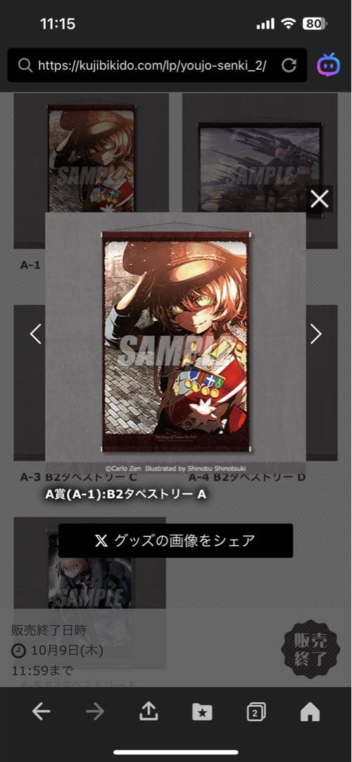 くじ引き堂　幼女戦記オンラインくじ　A賞　B2タペストリー　5種類フルコンプ