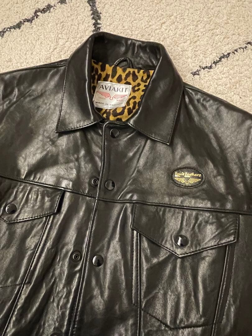 極美品 ルイスレザー　レオパードライナー