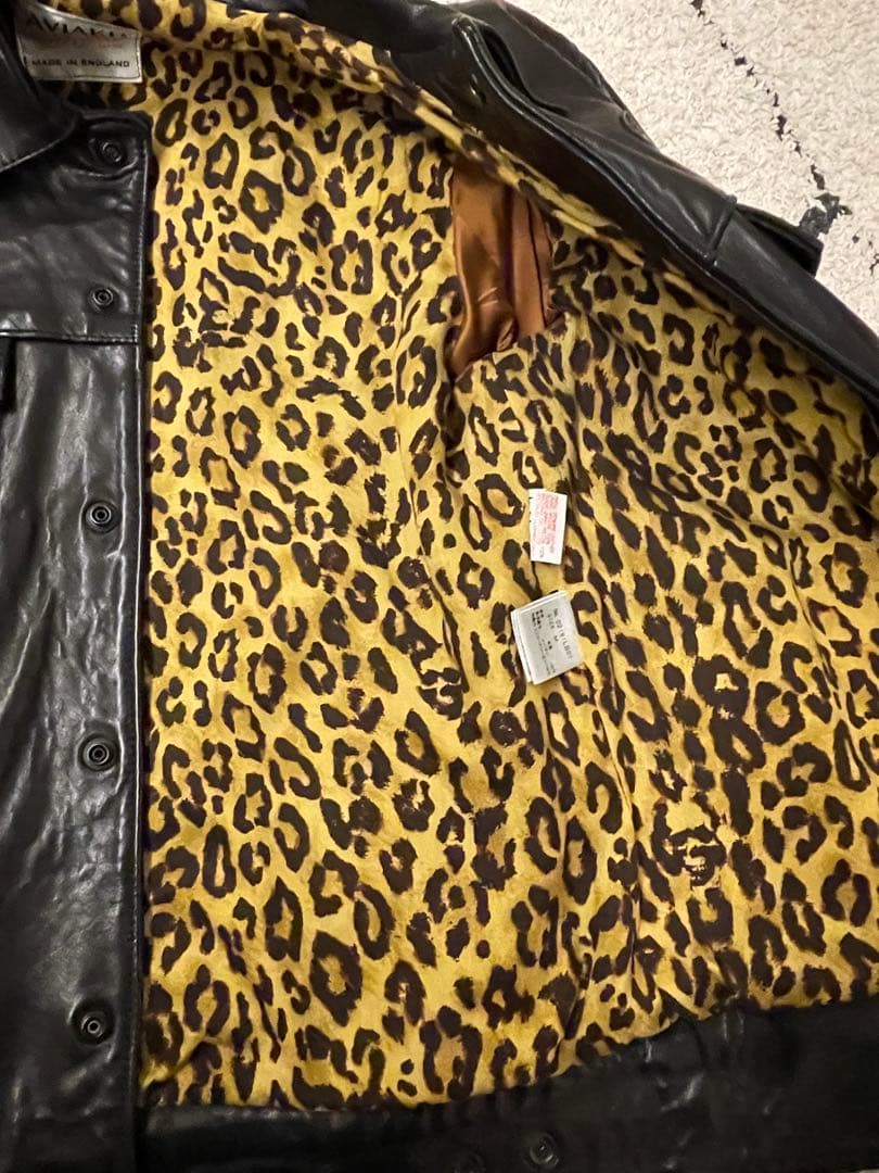 極美品 ルイスレザー　レオパードライナー