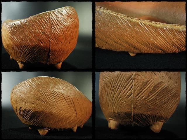 人気作家 小西 陶藏 六つ足 鉢 菓子鉢 茶道具 懐石 器物  d195