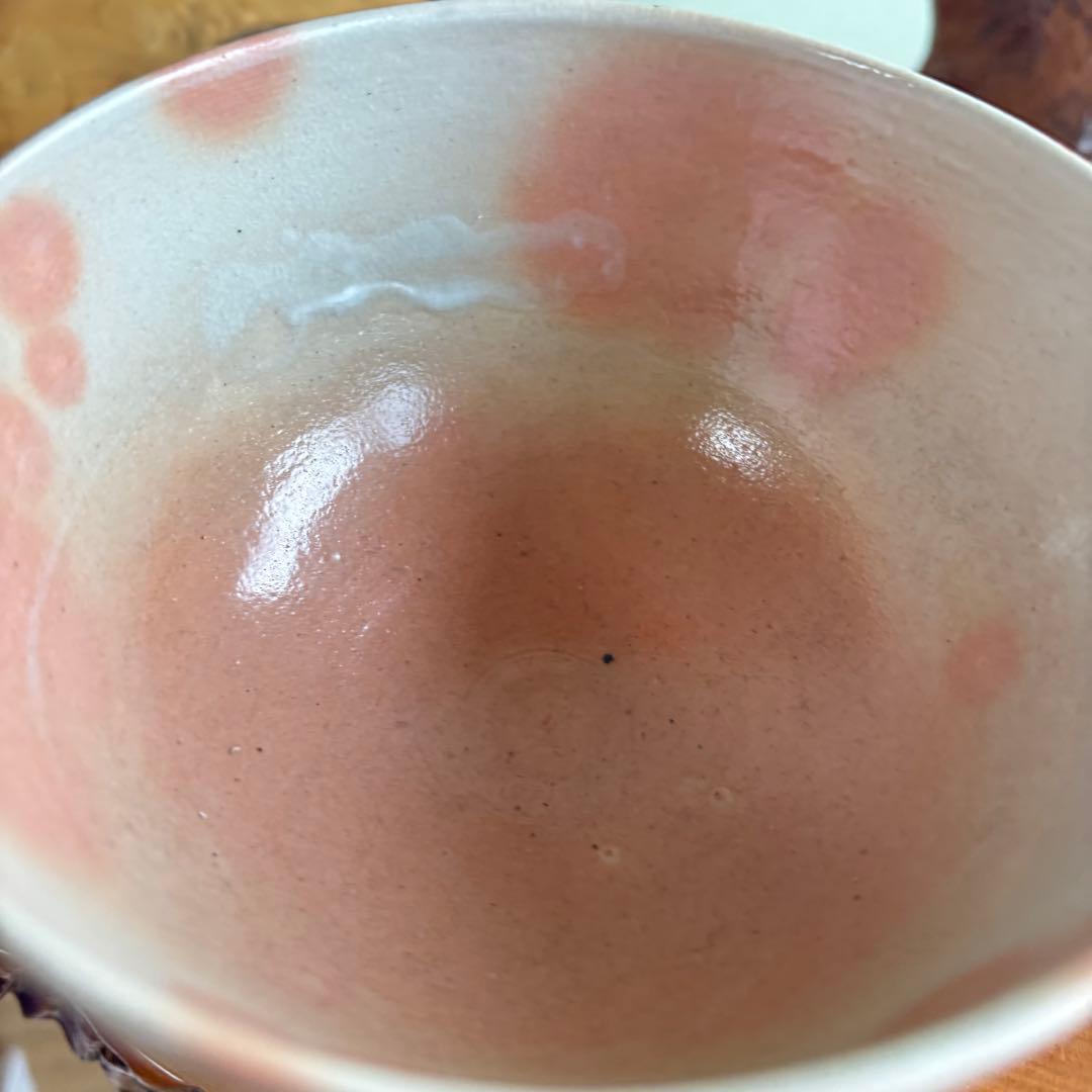 信楽焼 寺垣外窯 杉本貞光造 御本手雪輪茶碗 抹茶碗 茶道具 共箱(83)