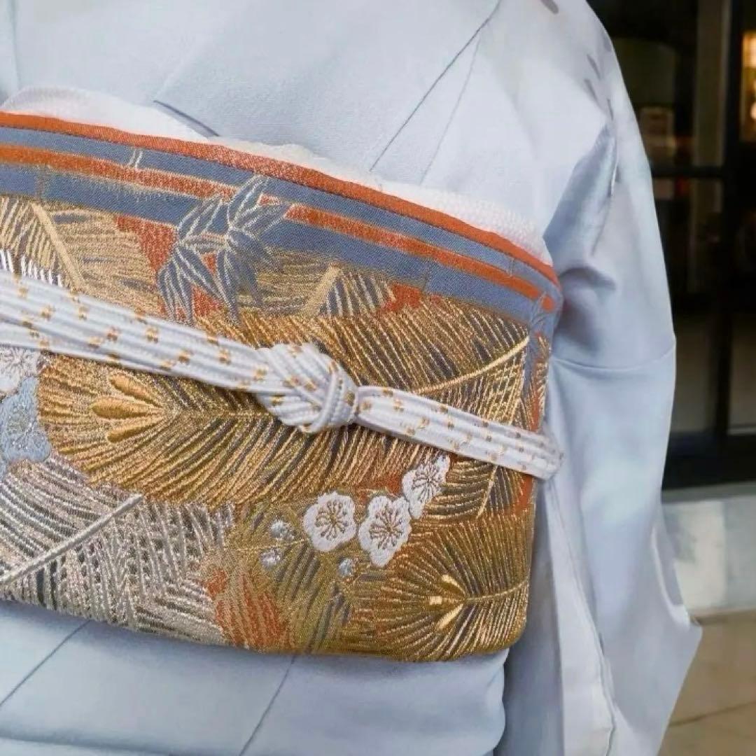 【美品】金彩 孔雀 松坂屋 生絹 訪問着 着物 フルセット スモールサイズ