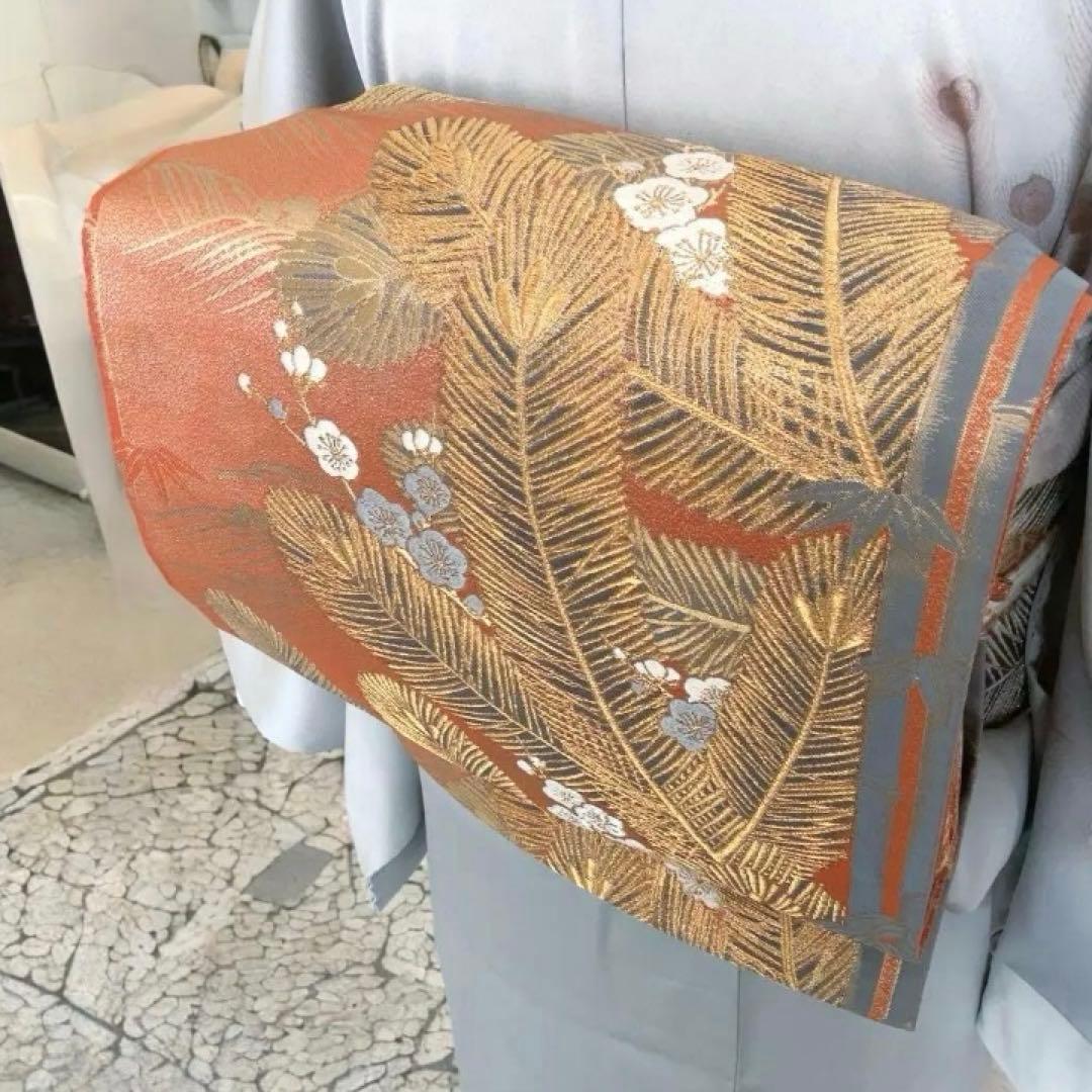 【美品】金彩 孔雀 松坂屋 生絹 訪問着 着物 フルセット スモールサイズ