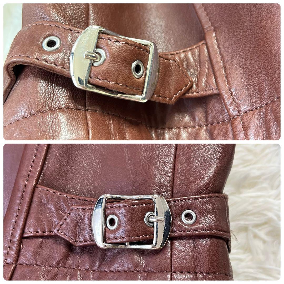 ★美品★TAKEO KIKUCHI ラムレザー レザージャケット 裏地総柄 L