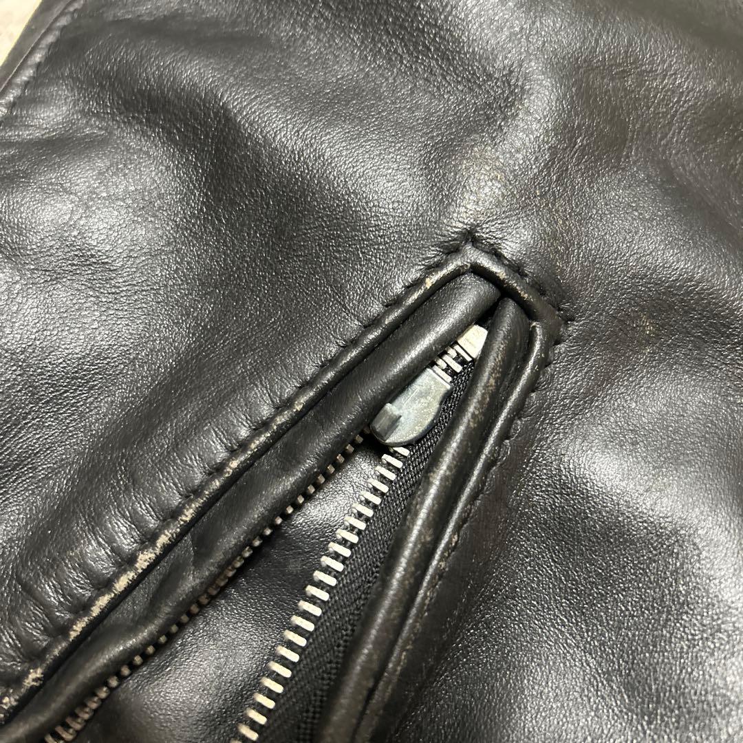 い*銀様 Schott（ショット）　 シングルレザーライダースジャケット　36